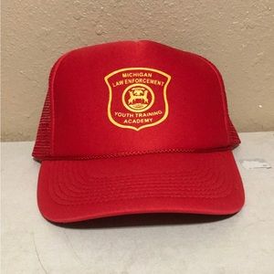 Vintage Red Mesh Trucker Hat Cap SnapBack Michigan Law Enforcement Academy